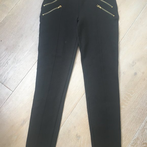 Black Tights with Gold Zipper Detail - Picture 1 of 5